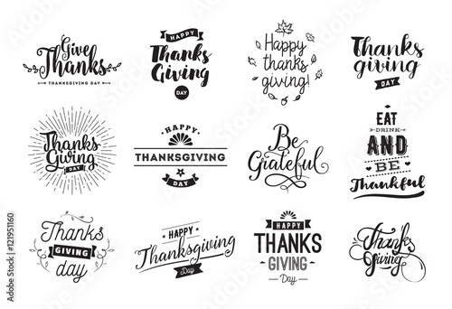 Thanksgiving day typography set.