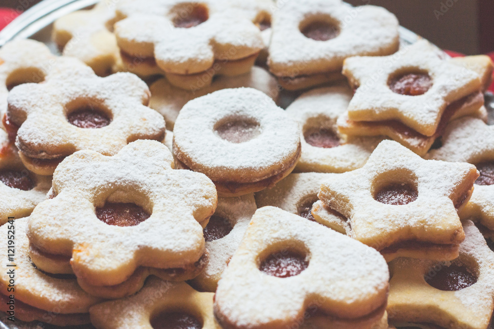 Traditional biscuits with jam