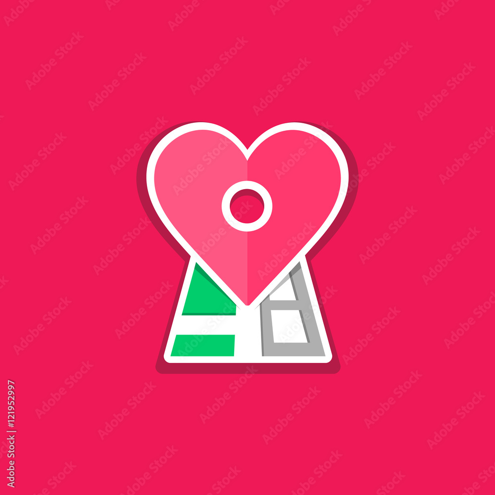 City Map With Heart Marker. concept of passion, destination, amour, metaphor, together, wedding, embrace, love. flat style modern brand design vector illustration City Map With Heart Marker. concept of passion, destination, amour, metaphor, together, wedding, embrace, love. flat style modern brand design vector illustration