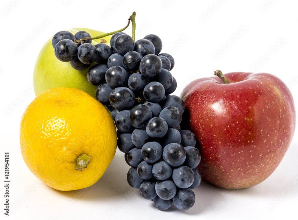 group of fresh fruits isolated on a white background. Shot in a