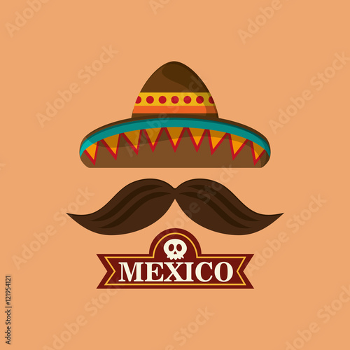 sombrero with mexican culture emblem image vector illustration