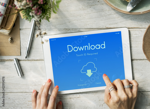 Fényképezés Cloud Computing Networking Upload Download Data Concept