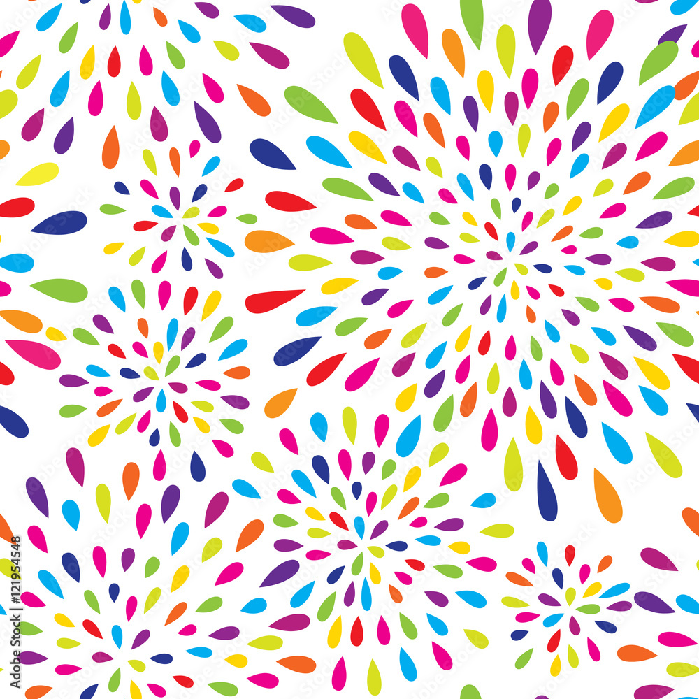 Abstract splash drop pattern. Firework chaotic floral petal spot background.