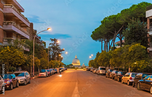 Rome (Italy) - The view of the Basilica St. Peter in the Vatican, from Via Piccolomini street and terrace photo