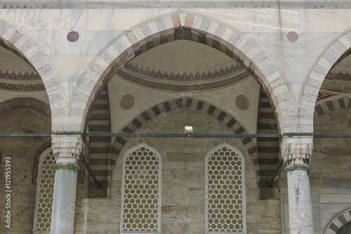 Detail of courtyard on the Blue Mosque in Istanbul  Turkey.