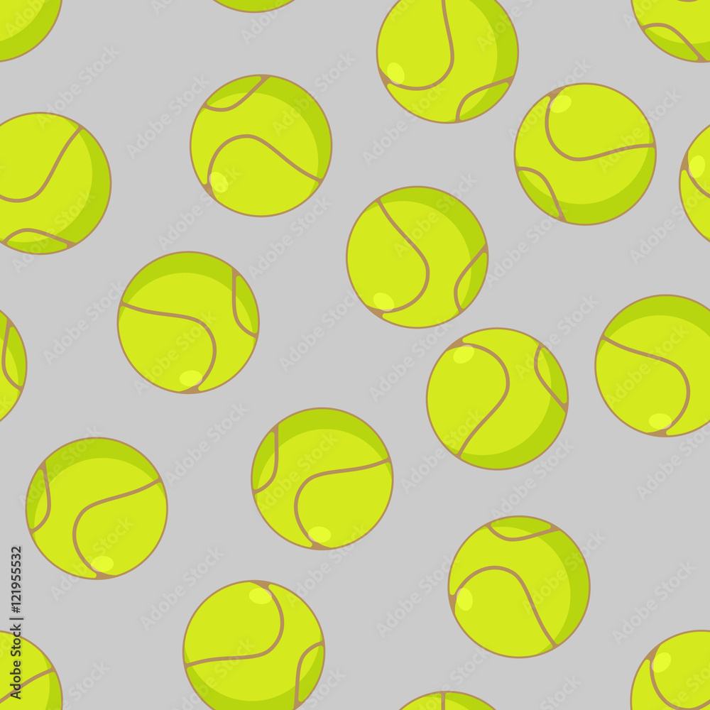 Tennis ball seamless pattern. Sports accessory ornament. Tennis