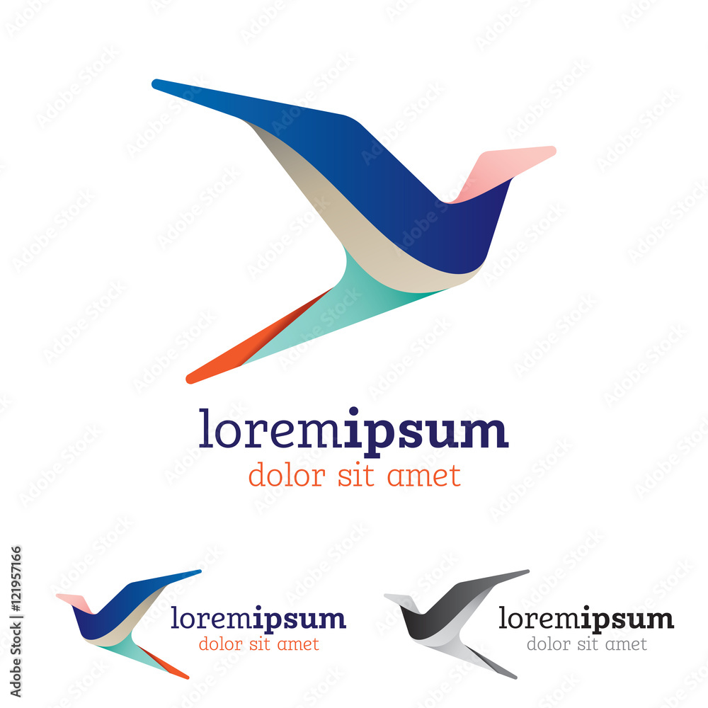 Naklejka premium Abstract and stylized flying bird emblem