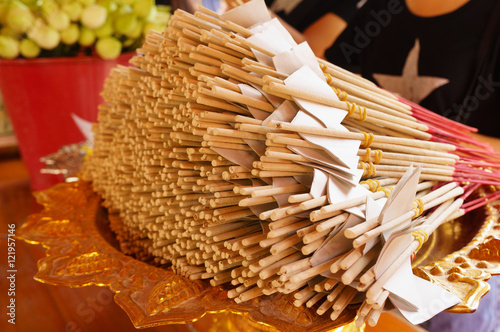 Incense placed in a tray