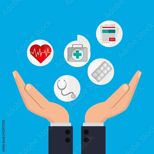 sheltering hands with insurance services related icons image vector illustration