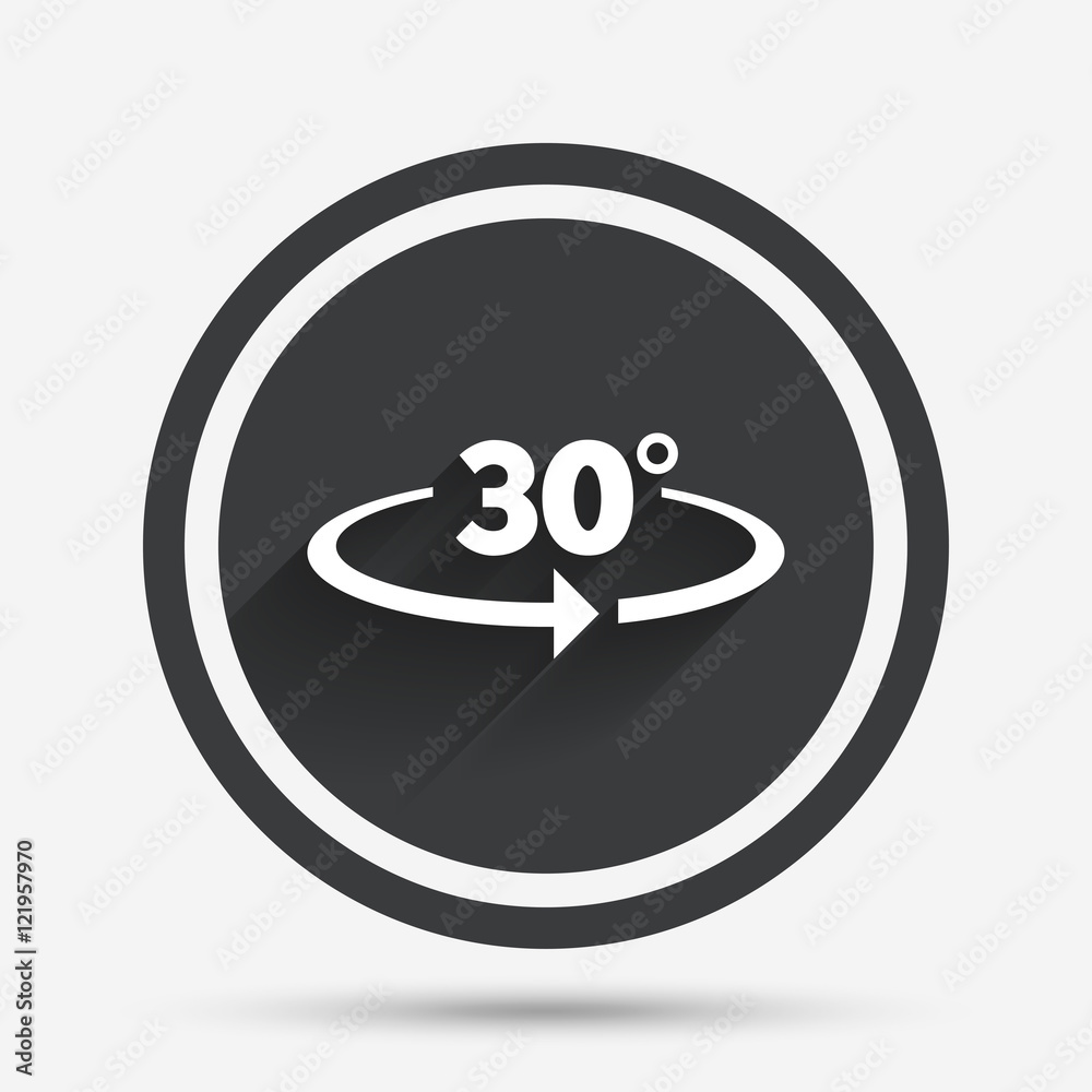 Angle 30 degrees sign icon. Geometry math symbol. Angle 30 degrees sign icon. Geometry math symbol.