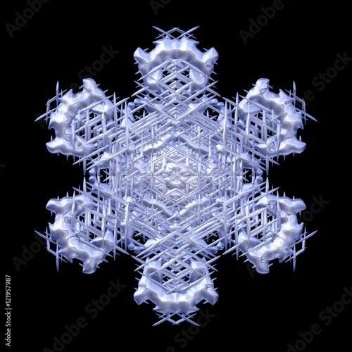 Winter decorative snowflake on black background photo