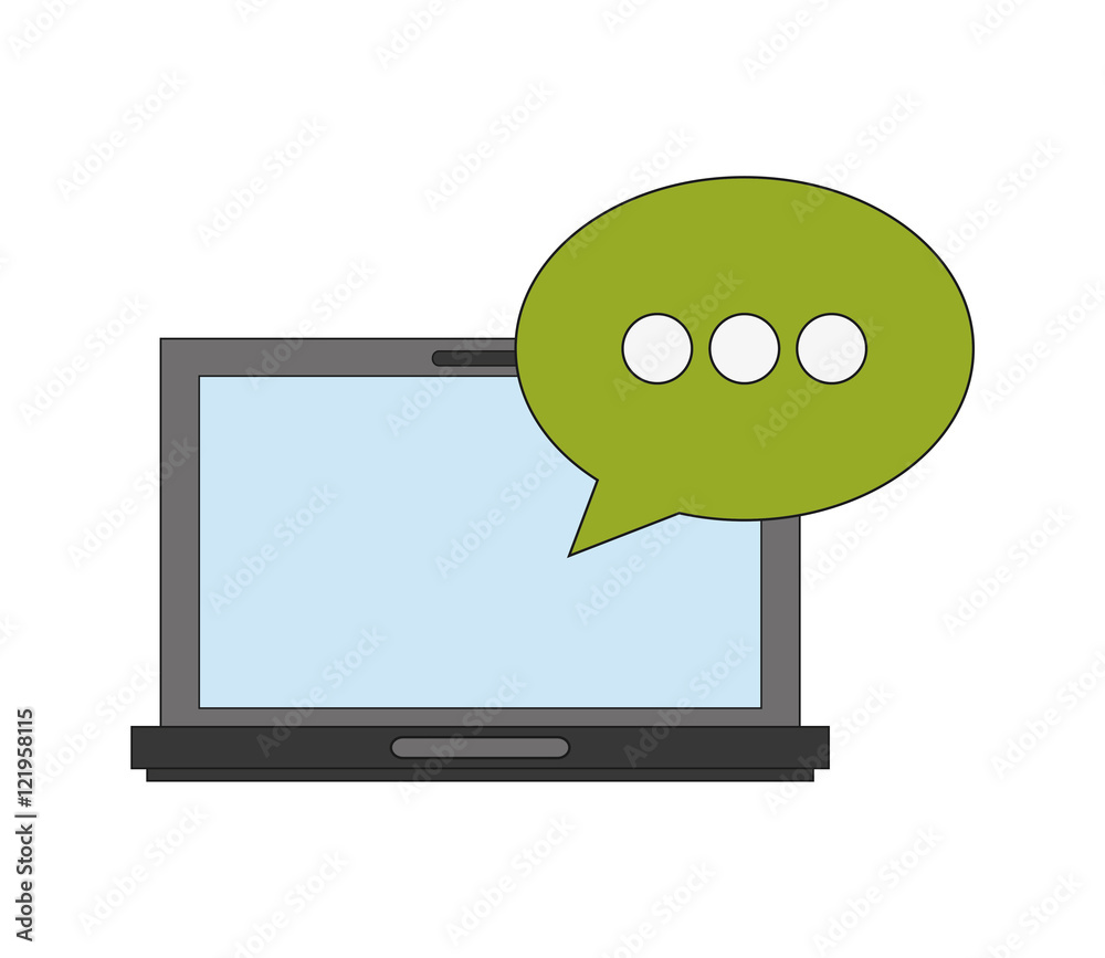 flat design computer and conversation bubble icon vector illustration flat design computer and conversation bubble icon vector illustration