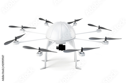 Multicopter isolated on white background. 3d rendering