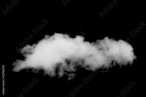 Beautiful Single white cloud isolated over black background