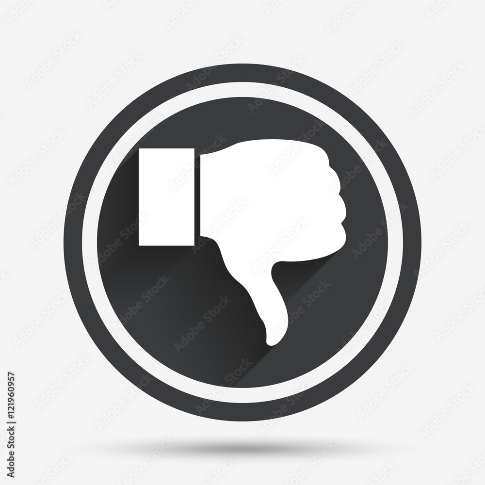 Dislike sign icon. Hand finger down symbol. Dislike sign icon. Hand finger down symbol.