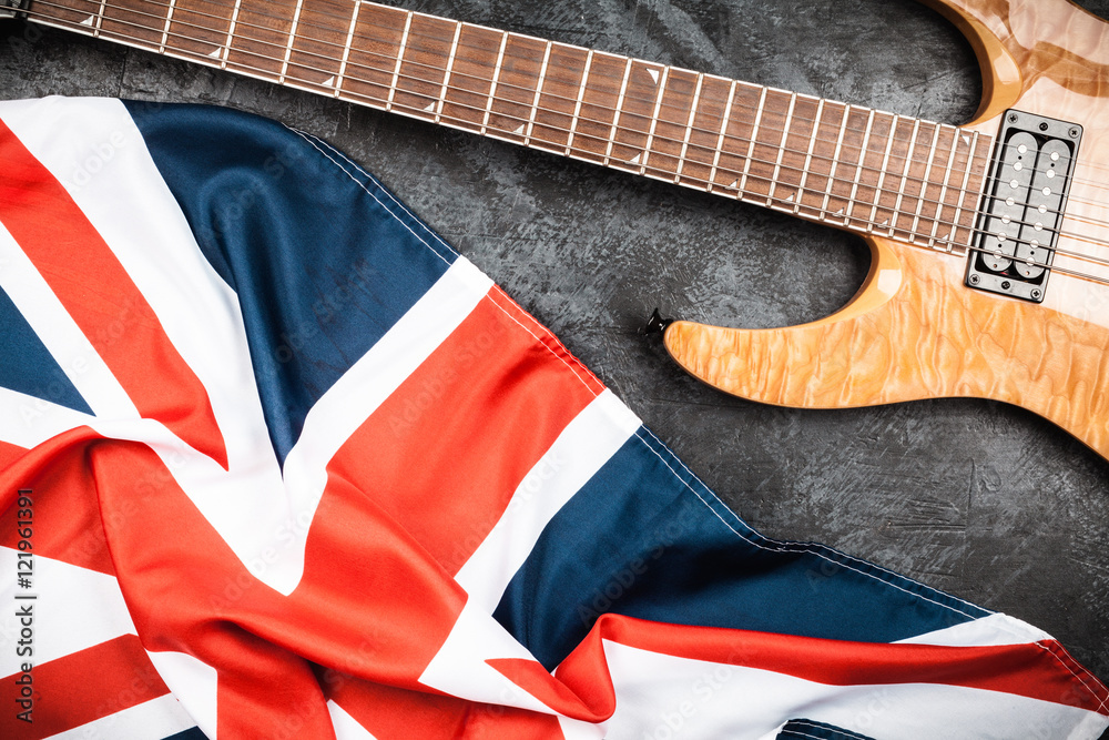 Fototapeta premium Electric guitar on grey background