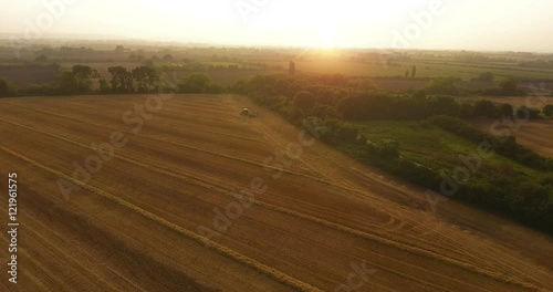 Wallpaper Mural Aerial view over a harvested fields at sunset Torontodigital.ca