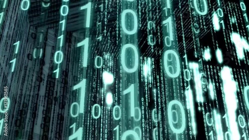 Fondo tecnologico abstracto 3D.Codigo binario.Lenguaje informatico.Matriz