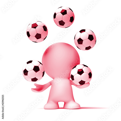 pink person juggling five soccer balls
