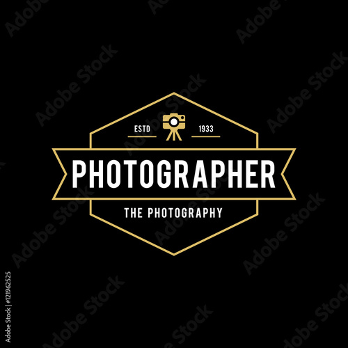 Photography Logos, Badges and Labels Design Elements set. Photo camera vintage style objects, retro vector illustration.