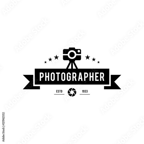 Photography Logos, Badges and Labels Design Elements set. Photo camera vintage style objects, retro vector illustration.