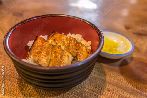 kabayaki eel on  japanese rice