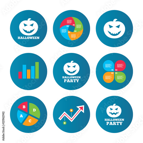 Halloween party icons. Pumpkin symbol.