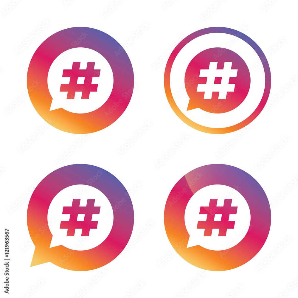 Obraz premium Hashtag speech bubble sign icon.