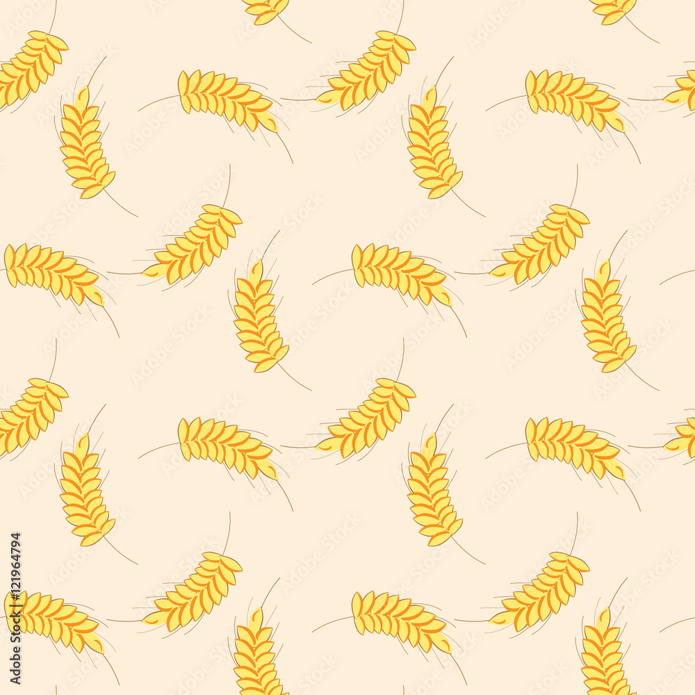 Seamless pattern with ears of wheat