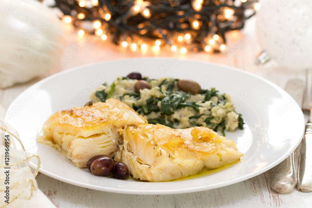 cod fish with vegetables on white plate cod fish with vegetables on white plate