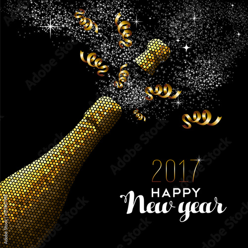 New Year 2017 gold drink bottle card design