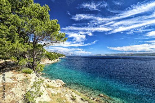 Mediterranean landscape with the sea rocky beach