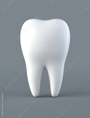 Fototapeta Naklejka Na Ścianę i Meble -  3D illustration of tooth on gray background.