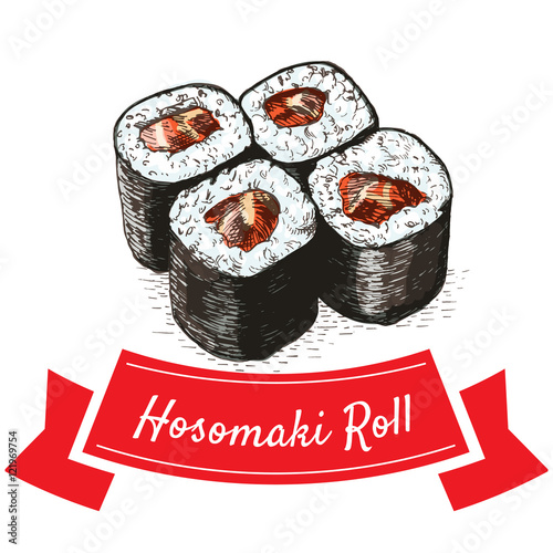 Hosomaki roll colorful illustration