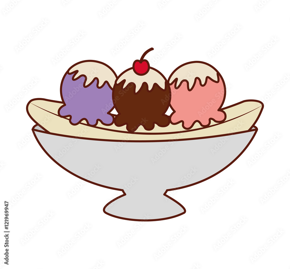 delicious banana split icon vector illustration design