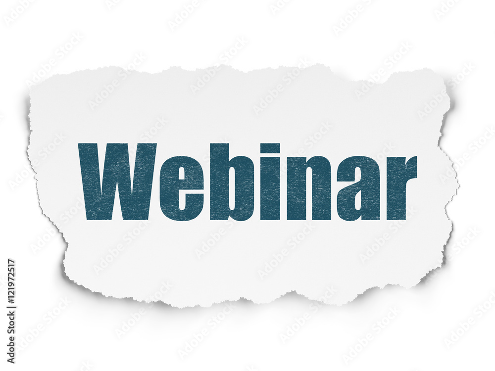 Studying concept: Webinar on Torn Paper background Studying concept: Webinar on Torn Paper background