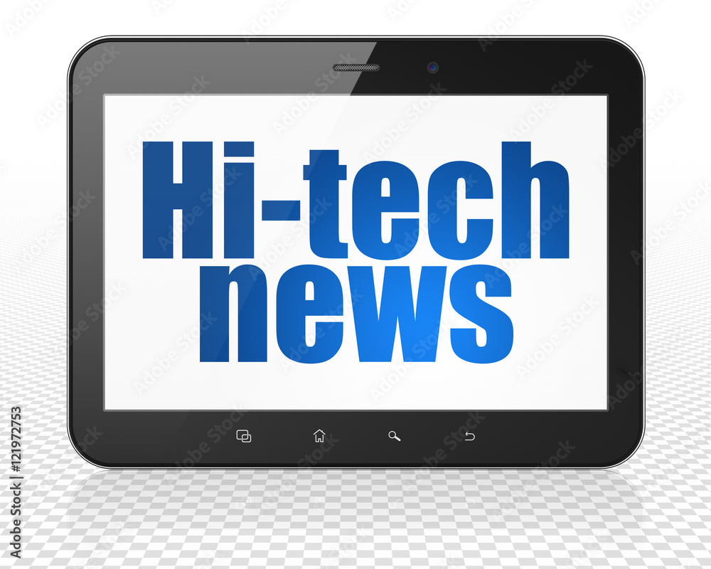 News concept: Tablet Pc Computer with Hi-tech News on display News concept: Tablet Pc Computer with Hi-tech News on display