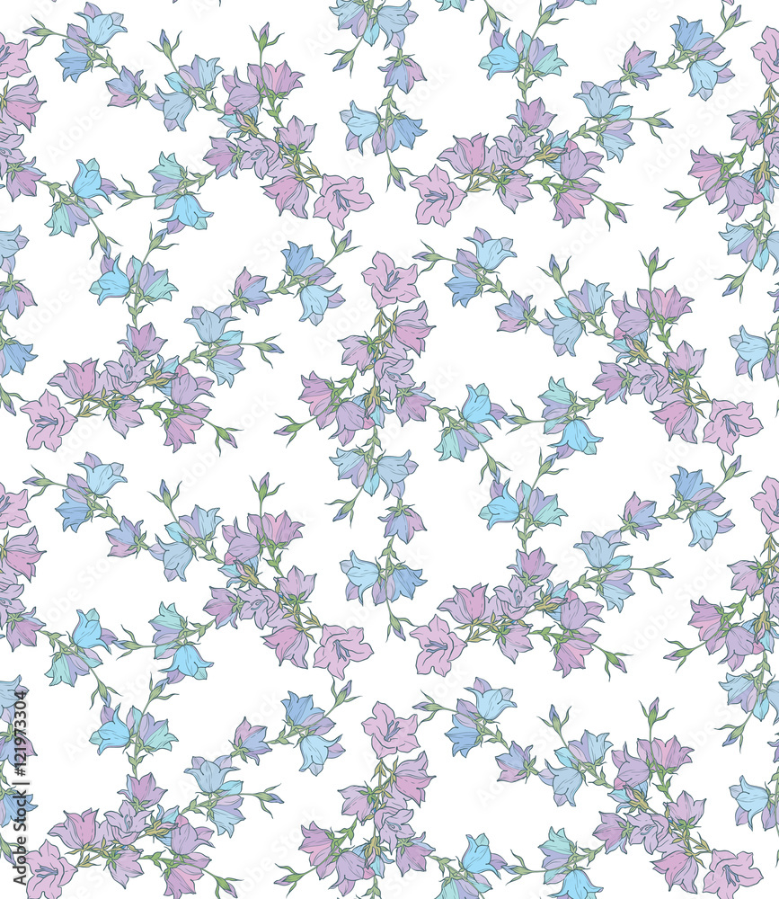 Seamless pattern with bellflowers. Floral ornament Seamless pattern with bellflowers. Floral ornament