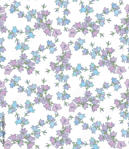 Seamless pattern with bellflowers. Floral ornament