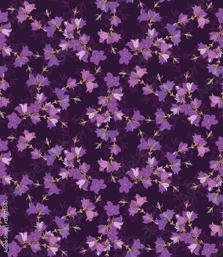 Seamless pattern with bellflowers. Floral ornament