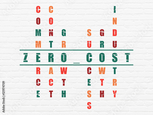 Finance concept: Zero cost in Crossword Puzzle