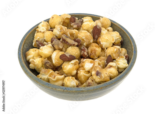 Gourmet popcorn with nuts in a bowl