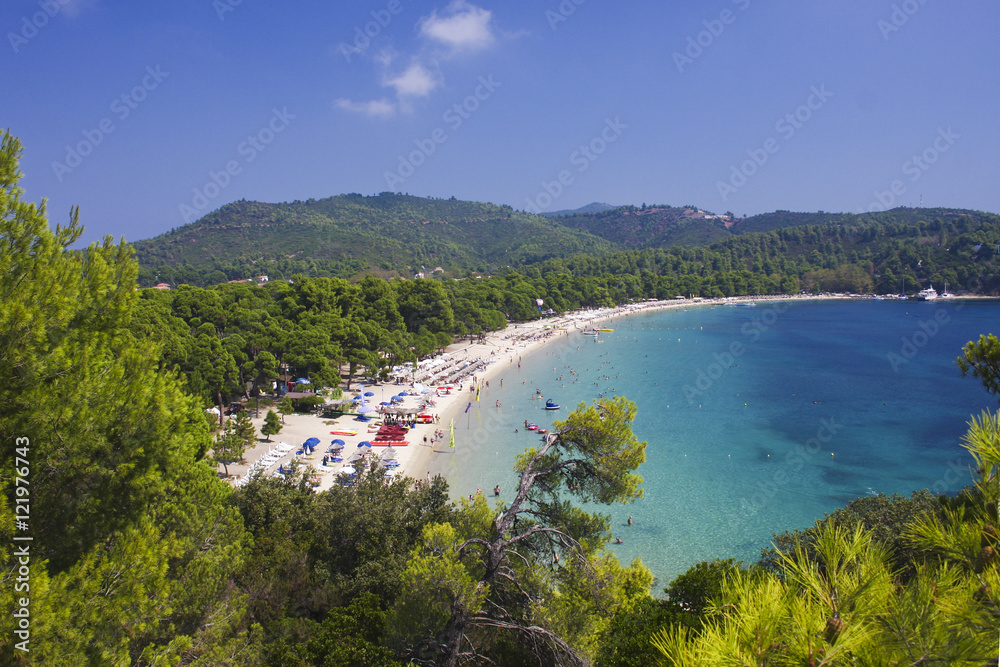 Koukounaries beach at Skiathos island in Greece Koukounaries beach at Skiathos island in Greece