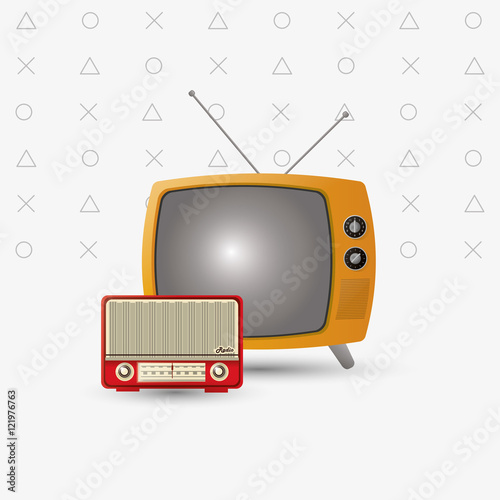 flat design retro tv emblem image vector illustration