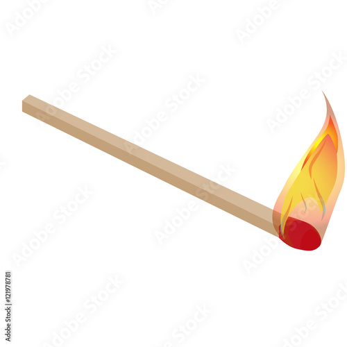 burning match with flame vector illustration