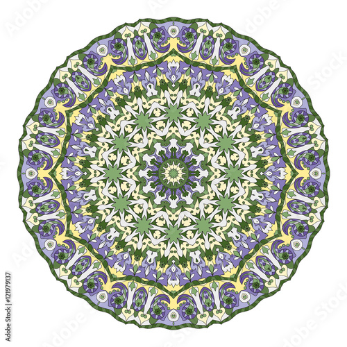 Circular ornaments on white background.