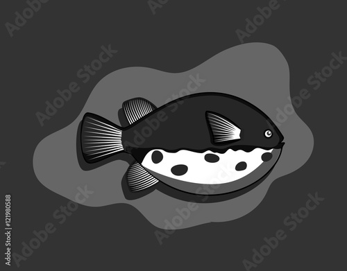 Retro Takifugu Fish Vector