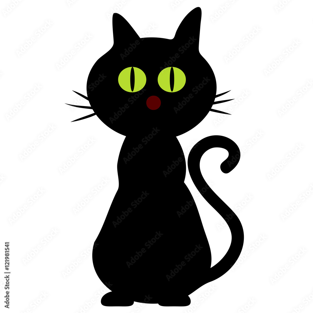 Fototapeta premium halloween creepy scary witches cat vector symbol icon design.