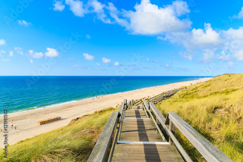 Steps to sandy beach in Wenningstedt  Sylt island  Germany