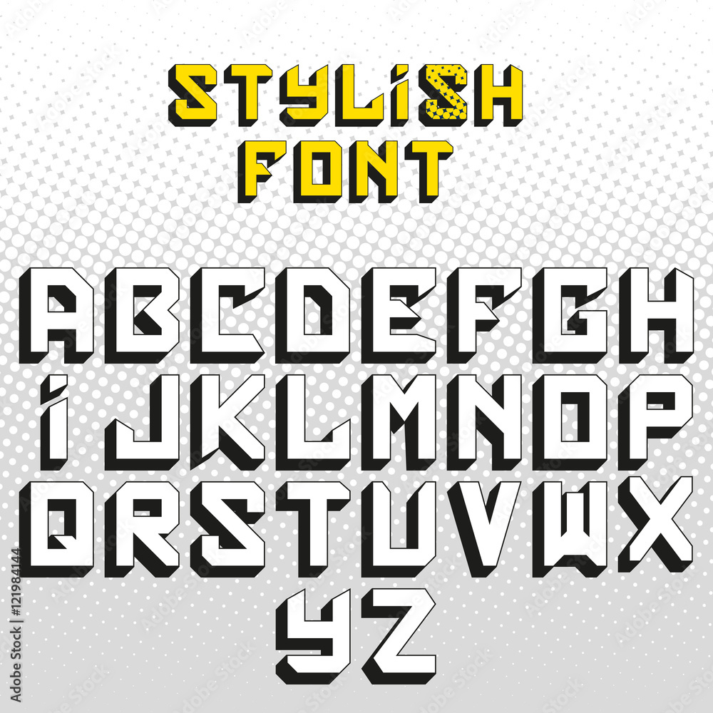 Stylish font, large letters, the English alphabet. Trendy text ...